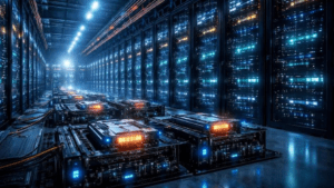 Modern AI data center racks